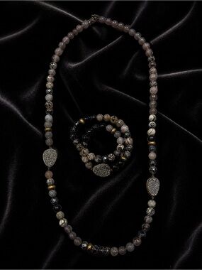 Silpada .925 Sterling Silver Druzy Gemstone Set - Luxe Boho Necklace+Bracelet